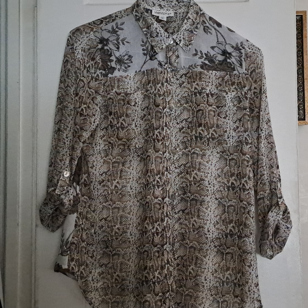 Westport Sheer Blouse, Brown, Medium